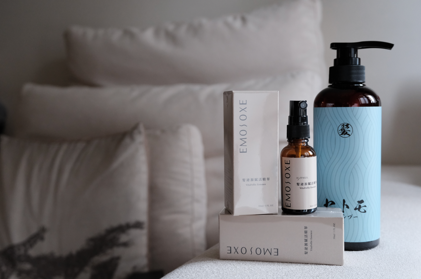 Exosome Setomo Shampoo (500 ml) + 3 Pack EMOSOXE VitaFollic Essence (30ml)